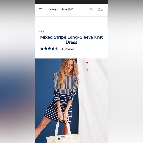 Vineyard Vines Mixed Stripe Long Sleeve Knit Dress - Medium - Picture 2 of 8
